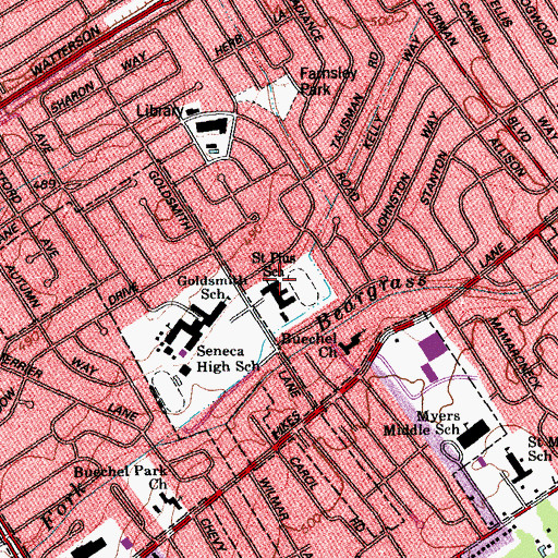 Topographic Map of Saint Pius School, KY