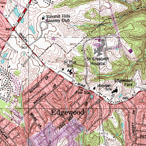 Topographic Map of Saint Pius X School, KY