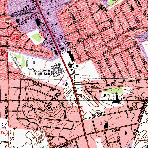 Topographic Map of Saint Ritas School, KY