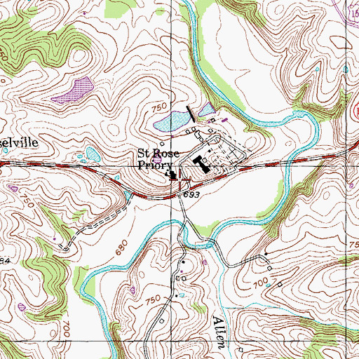 Topographic Map of Saint Rose Priory (historical), KY