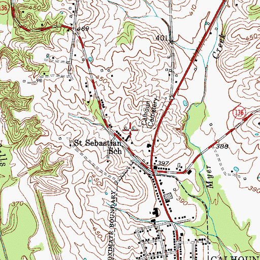 Topographic Map of Saint Sebastian School, KY