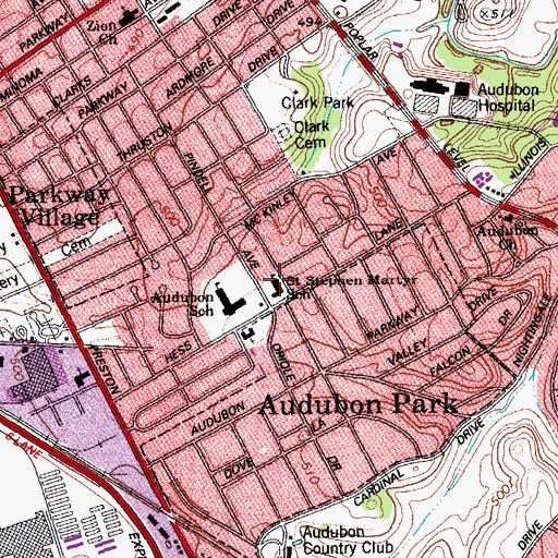 Topographic Map of Saint Stephen Martyr School, KY