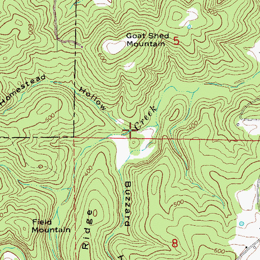 Topographic Map of Homestead Hollow, AR
