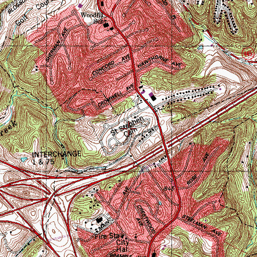 Topographic Map of Saint Stephens Cemetery, KY