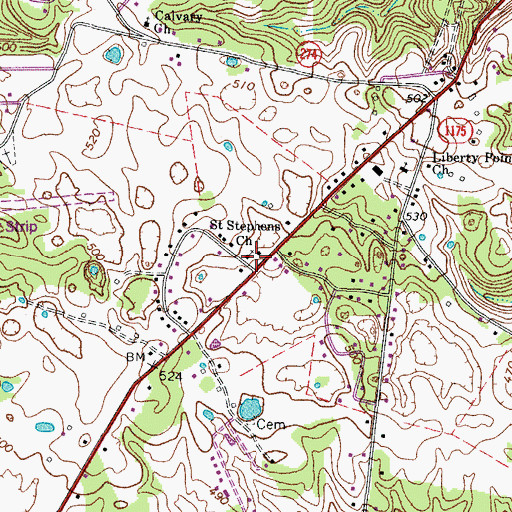 Topographic Map of Saint Stephens Church, KY