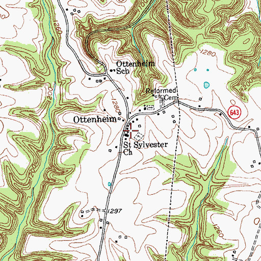 Topographic Map of Saint Sylvester Church, KY