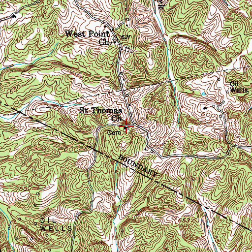 Topographic Map of Saint Thomas Church, KY