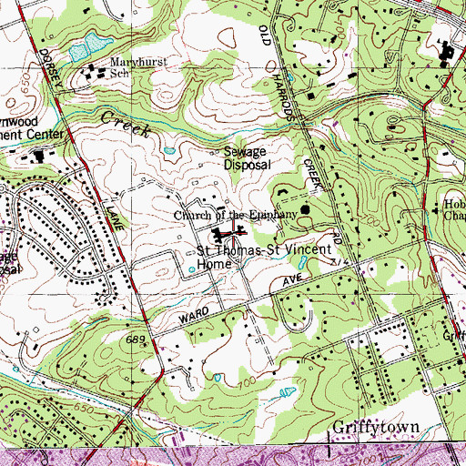 Topographic Map of Saint Thomas Orphanage (historical), KY