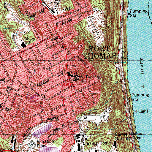 Topographic Map of Saint Thomas School, KY