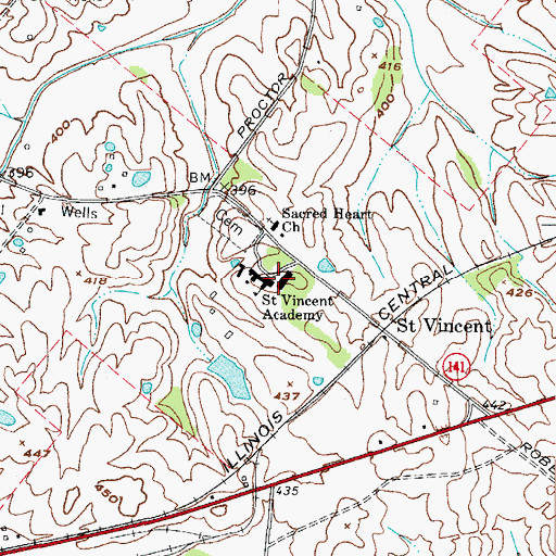 Topographic Map of Saint Vincent Academy, KY