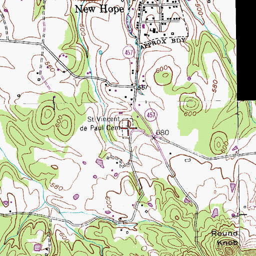 Topographic Map of Saint Vincent De Paul Cemetery, KY