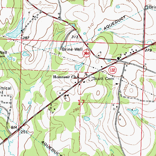 Topographic Map of Homnear Church, AR