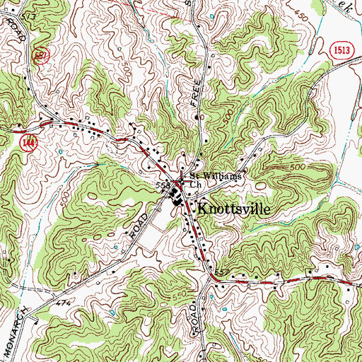 Topographic Map of Saint Williams Church, KY