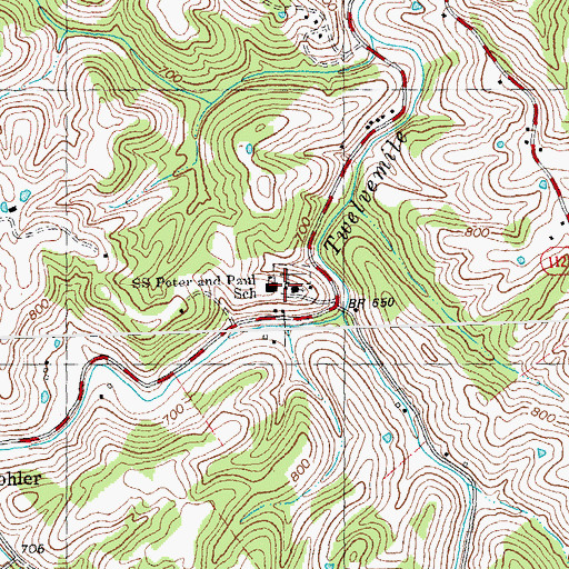 Topographic Map of Saints Peter And Paul School, KY