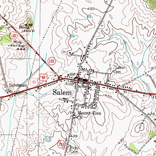 Topographic Map of Salem, KY