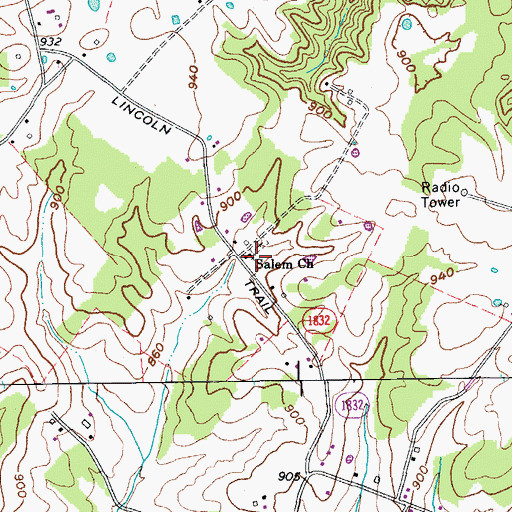Topographic Map of Salem Church, KY