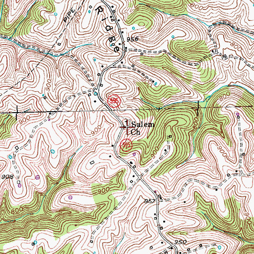 Topographic Map of Salem Church, KY
