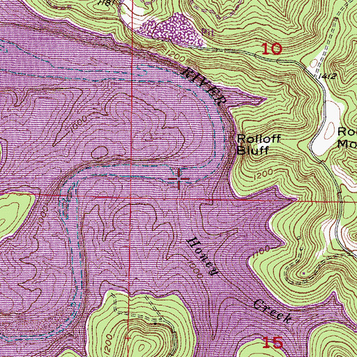 Topographic Map of Honey Creek, AR