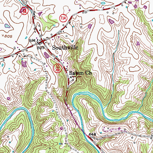 Topographic Map of Salem Church, KY