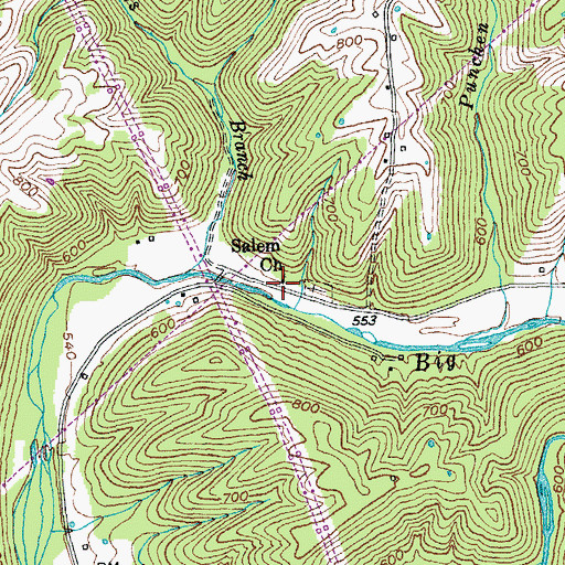 Topographic Map of Salem Church, KY