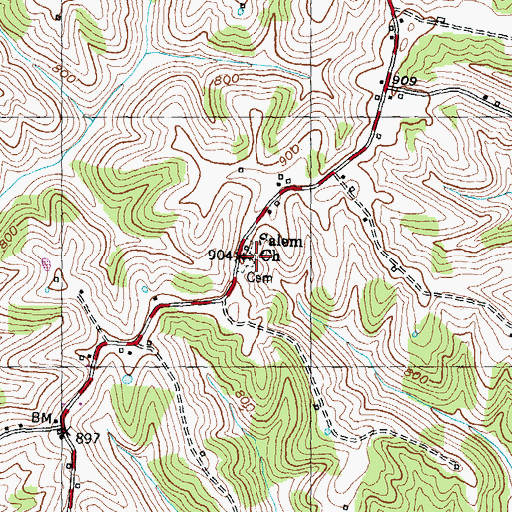 Topographic Map of Salem Church, KY