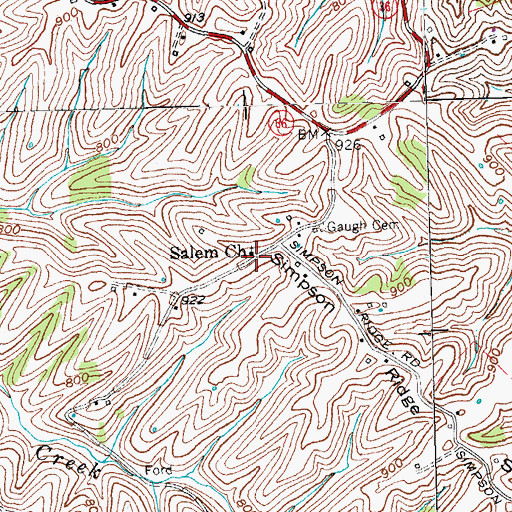 Topographic Map of Salem United Methodist Church, KY