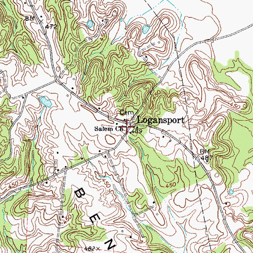 Topographic Map of Salem Church, KY