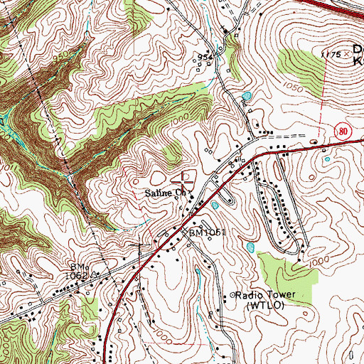 Topographic Map of Saline Church, KY
