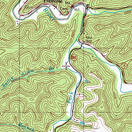 Topographic Map of Sallie Allen Branch, KY