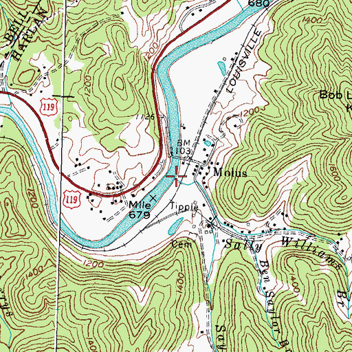 Topographic Map of Sally Williams Branch, KY