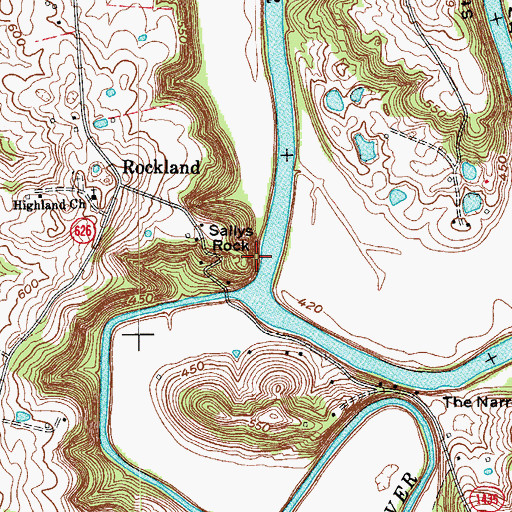 Topographic Map of Sallys Rock, KY