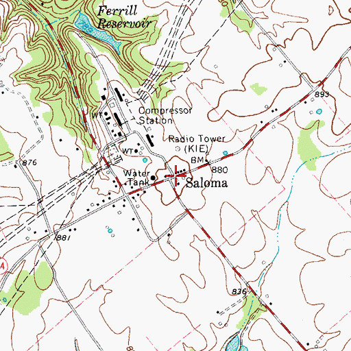 Topographic Map of Saloma, KY