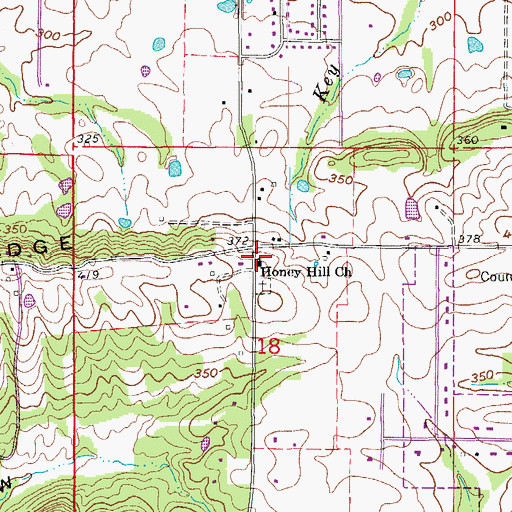 Topographic Map of Honey Hill Church, AR