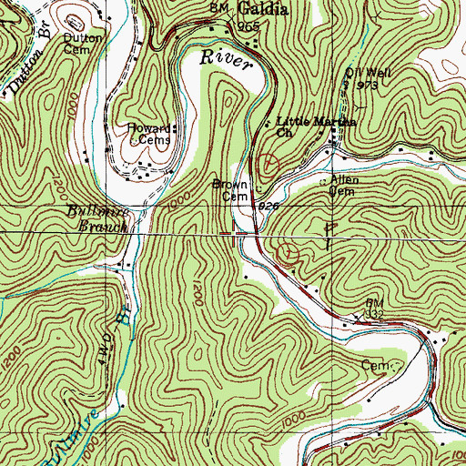 Topographic Map of Salt Lick Branch, KY