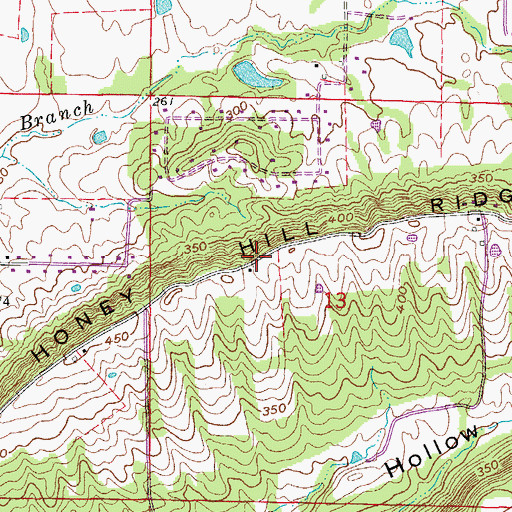 Topographic Map of Honey Hill Ridge, AR