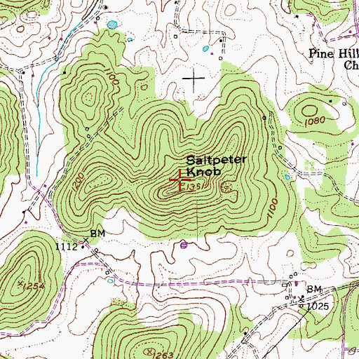 Topographic Map of Saltpeter Knob, KY