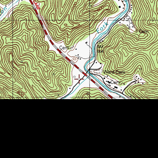 Topographic Map of Saltwell Branch, KY