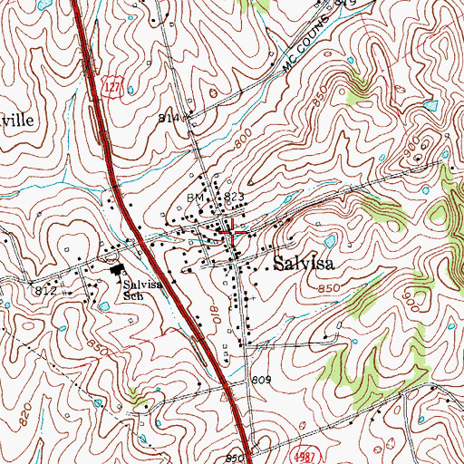 Topographic Map of Salvisa, KY