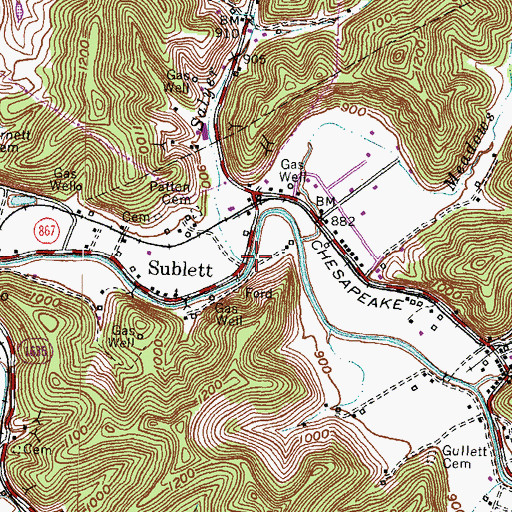 Topographic Map of Salyer Branch, KY