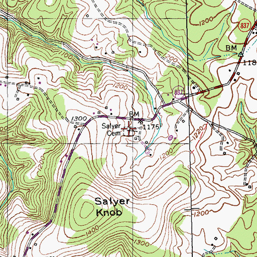 Topographic Map of Salyer Cemetery, KY