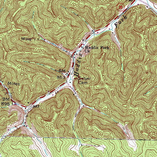 Topographic Map of Salyor Cemetery, KY