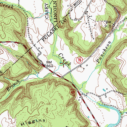 Topographic Map of Sam Branch, KY
