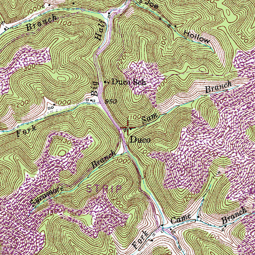 Topographic Map of Sam Branch, KY