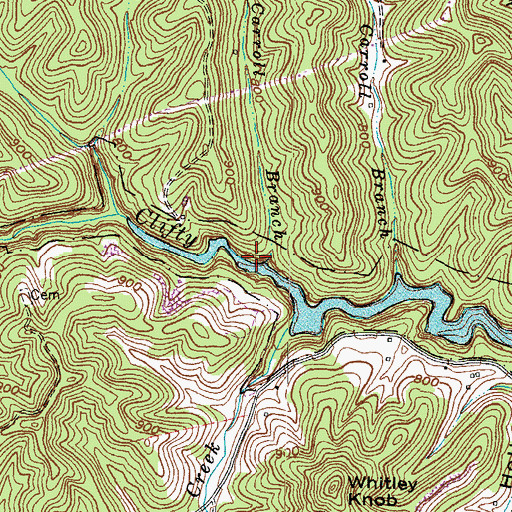 Topographic Map of Sam Carroll Branch, KY