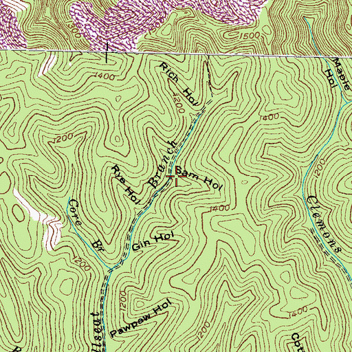 Topographic Map of Sam Hollow, KY
