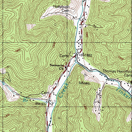 Topographic Map of Samaria Church, KY