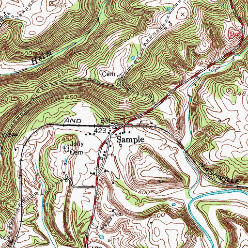 Topographic Map of Sample, KY