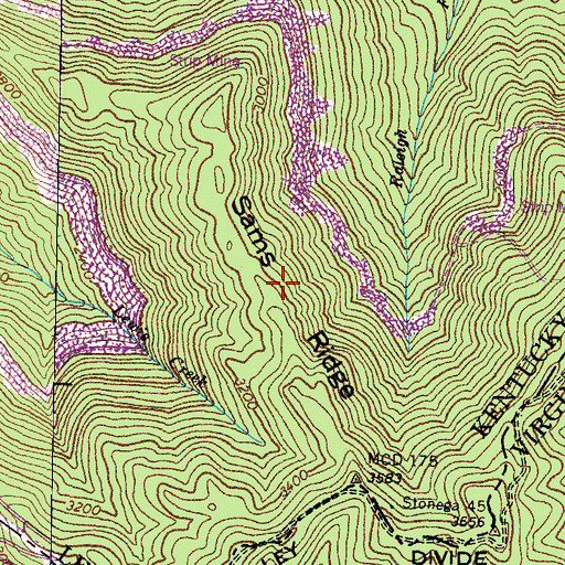 Topographic Map of Sams Ridge, KY