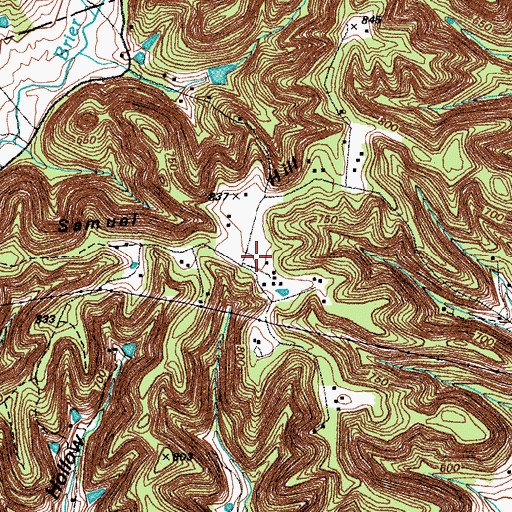 Topographic Map of Samuel Hill, KY