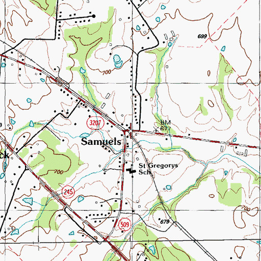 Topographic Map of Samuels, KY